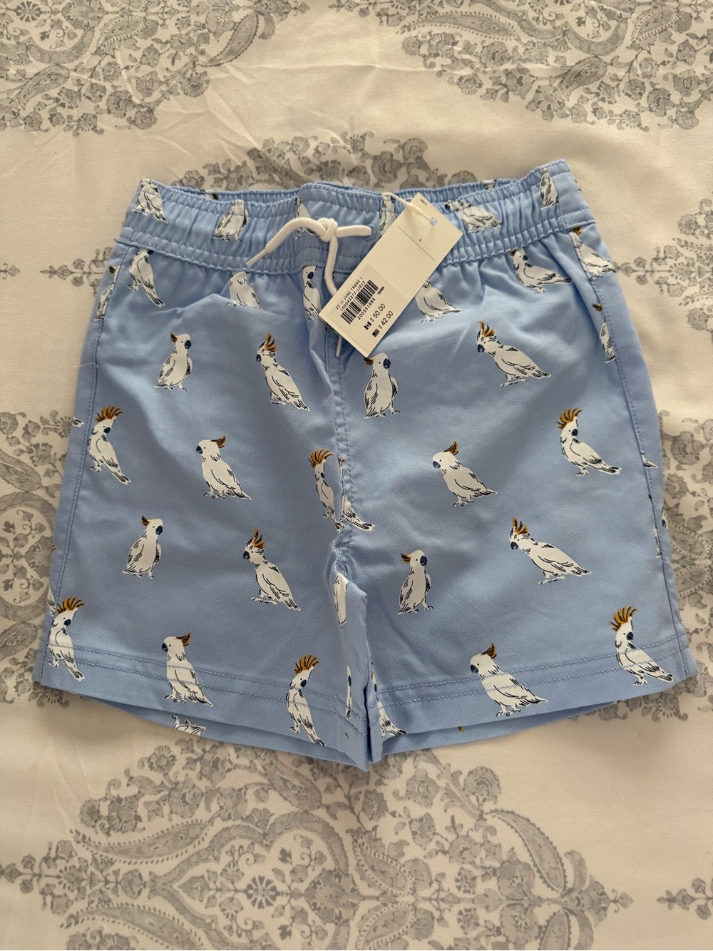 Janie and Jack Light Blue Cockatoo Print Shorts